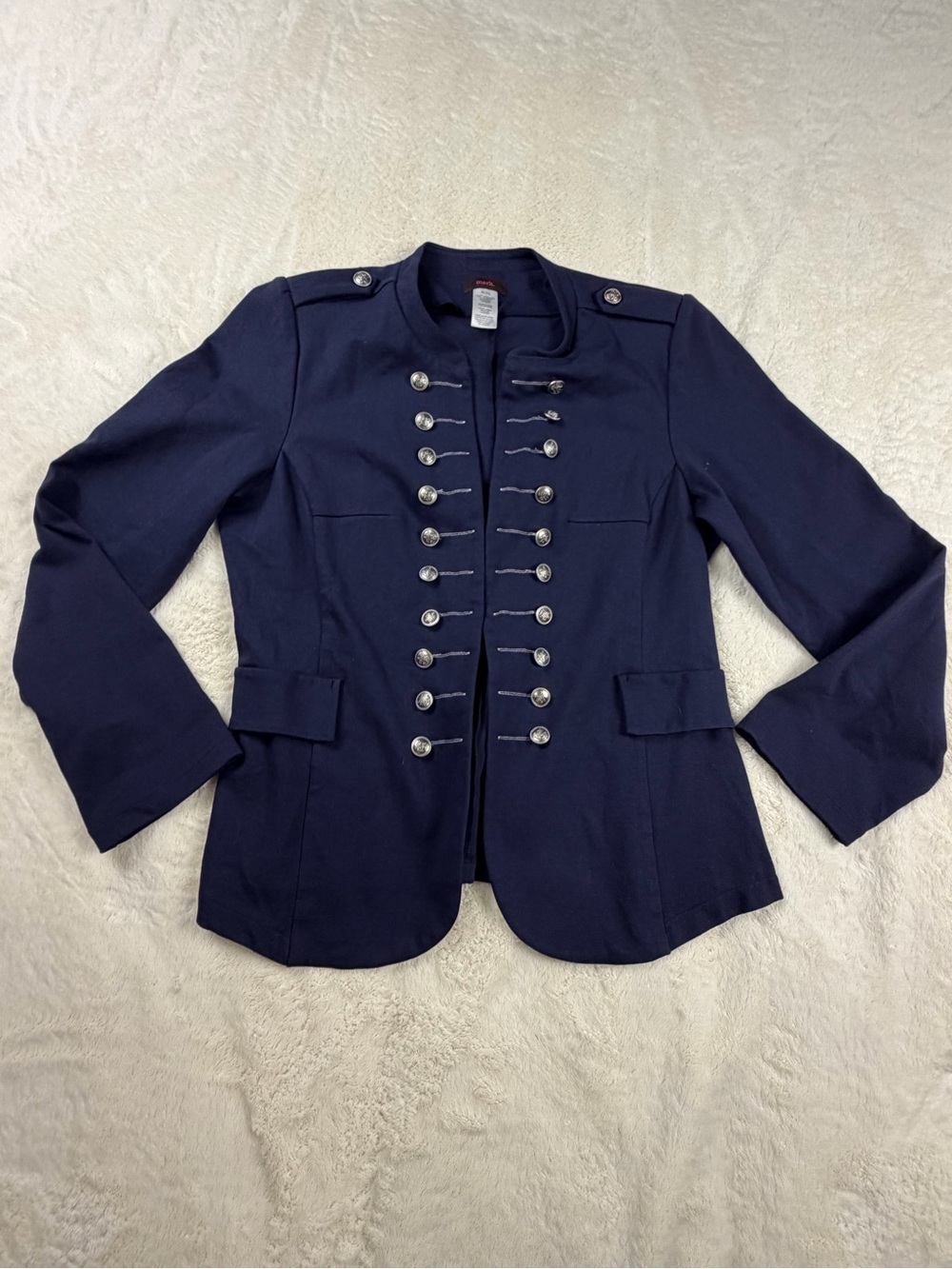mark. Navy Military-Inspired Blazer with Silver Button Trim XL